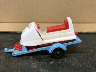 1970 Tootsie Toy Snowmobile And Trailer Snowmachine White