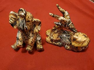 La Vie Safari African Patchwork Gazelle And Elephant Figurine Decorative Set