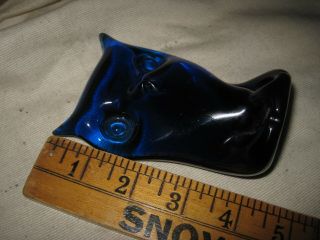 Cobalt Blue Art Glass Owl Paperweight Figurine Hand Blown 4 - 1/2 