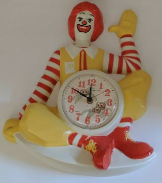 Ronald Mcdonald Clown Wall Clock Mcdonald’s Burwood Rare Vintage Figure Demo
