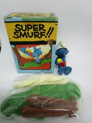 Smurfs 6734 Hammock Smurf Vintage Pvc Figurine Peyo Schleich