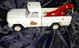 Vintage Tonka White Jeep Tow Truck 1967 Pressed Steel Toy Needs Tlc