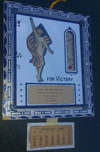 World War Ii Era Vintage Advertising Thermometer Picture For Victory Calender