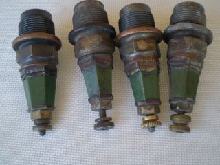 Splitdorf Spark Plugs Set Of 4 7/8 " Thread Brass Era