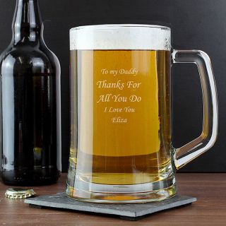 Personalised Nostalgia Pint Beer Glass Tankard - Any Occasion Any Message