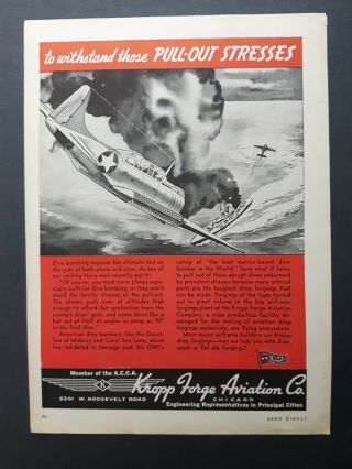Kropp Forge Aviation Dive Bomb Drop Pull Out Stresses 1944 Vintage Print Ad