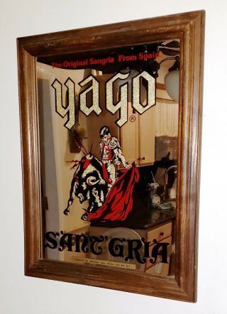 Vintage Yago Sant Gria Bar Sign Mirror " The Sangria From Spain " 1970s