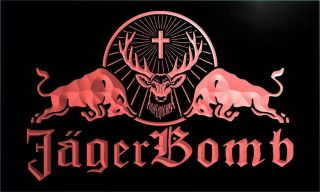 Jagermeister Jager Bomb Bull Led Neon Light Sign Bar Club Pub Advertise Decor