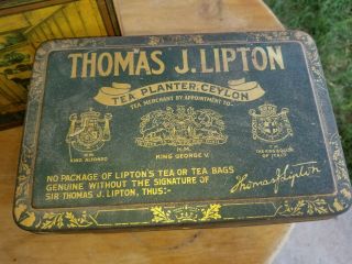 Antique Thomas Lipton Tea Coffee Cocoa Planter Tin Litho plantation workers 3