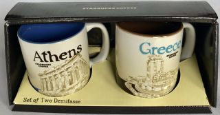 Starbucks Athens & Greece Demitasse Mug Espresso Coffee Cups Set 3 Oz