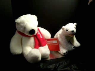 Coca Cola Polar Bear White With Red Scarf Plush Stuffed Animal 6 " With Tag
