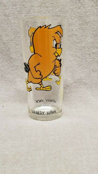 Vintage 1973 Pepsi Glass Looney Tunes Warner Bros " Henry Hawk " Collector Series