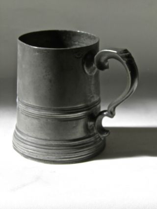 Antique Glass Bottom Tavern Pewter Drinking Mug Tankard H&s London