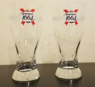 Set Of 2 Kronenbourg 1664 French Beer Pint Glasses 3d