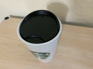 Starbucks White Ceramic Travel Tumbler Mug & Lid 12oz To Go Cup Siren Logo 2