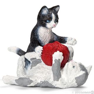 Schleich 13724 Kittens Playing Ball Of Yarn Wool - Farm Life Small Pets Cat