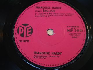 EX/EX Francoise Hardy/Sings In English/1964 PYE 7 
