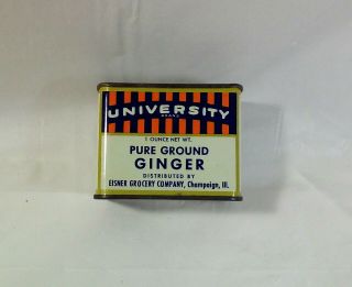 Vintage Very Hard To Find University Advertising 1 Oz Ginger Spice Tin Can Rare