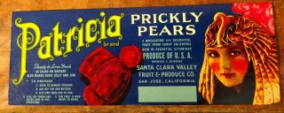 Patricia Prickly Pears Crate Label 1930 