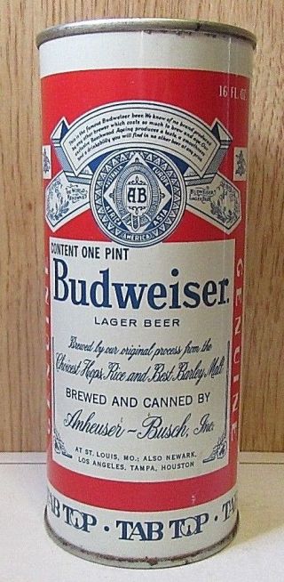 Tab Top Budweiser Beer 16 Fl Oz Straight Steel Juice Pull Tab Beer Can Top Open