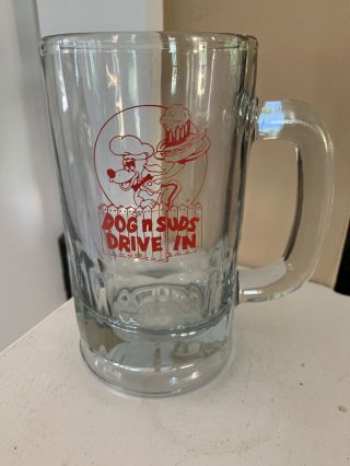 Vintage Dog N Suds Root Beer Mug Large Mug Heavy Glass 6 " Tall