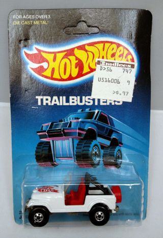 1986 Hot Wheels Jeep Cj - 7,  Un - Punched Carded,  White With Red Interior,  Malaysia