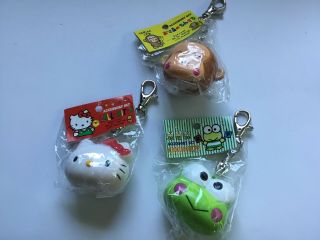 3 Sanrio Hello Kitty,  Keroppi And Monkey Noise Maker Clip - Ons (bell Inside)