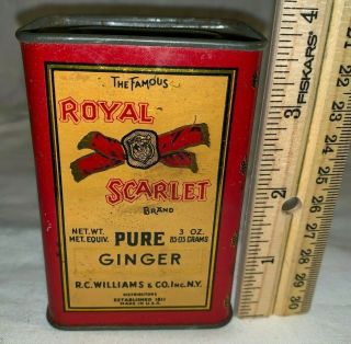 Antique Royal Scarlet Ginger Spice Tin Litho Can York Country Grocery Store