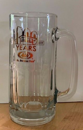 A&w Collector Root Beer Glass 100th Anniversary Gold Logo Large Heavy