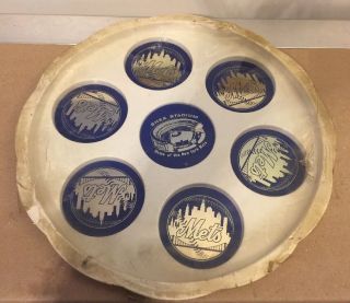 Mets Shea Stadium Nyc Vintage 60s 70s Plastic Tray Coasters Premium Giveaway
