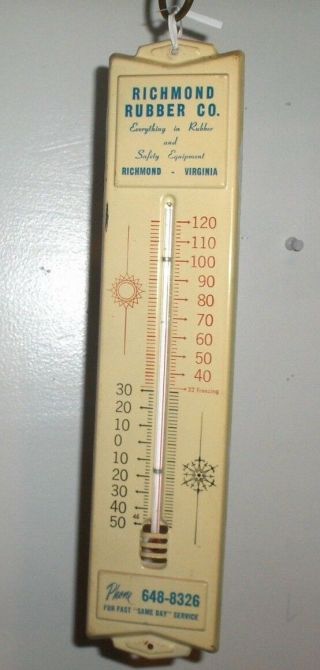 Richmond Rubber Co`1960s?`metal Advertising - 13 Inch - Tall``va Thermometer - Rare