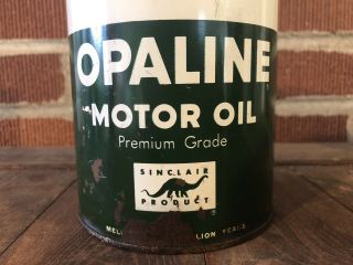 Vtg 1940s 50s Sinclair Opaline Motor Oil 1 Quart Oil Can Metal Dino York 3
