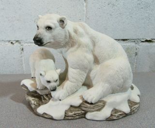 Porcelain Polar Bear With Cub Large Figurine