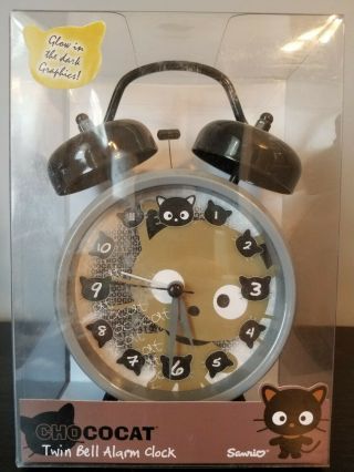 Sanrio Chococat Twin Bell Alarm Clock Gray/black 7 " H X 5 " W