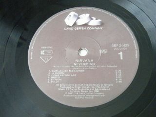 NIRVANA ' NEVERMIND ' LP UK GEFFEN 1991 PICTURE INNER FIRST PRESSING 4