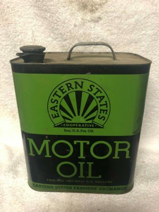 Vintage Eastern States Cooperative 2 And 1/2 Gallons Motor Oil Can