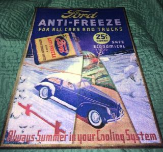 Ford Anti - Freeze For All Cars And Trucks Auto Advertising Print 14.  5” By 10”