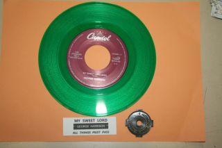 George Harrison My Sweet Lord Green Vinyl 7 " 45 Record,  Juke Box Title Strip