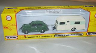 Classix 1:76 Austin A40 & Berkeley Cavalier Caravan Transport Treasuretwin Pack