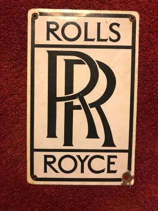 Vintage Rolls - Royce Heavy Metal Porcelain Sign 12” X 8”
