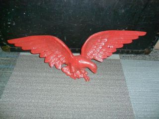 Vintage Cast Metal Eagle Bright Red Inside Or Outside Wing Span 29 1/2 In.  Great