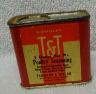 T & T Poultry Seasoning Spice Orange And Yellow Spice Tin