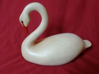 Swan Large Decoy Primitive Folk Art 10.  5 " Tall X 14.  5 " Long,  Wood Grain Look