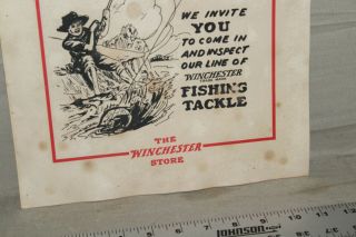 RARE 1930s WINCHESTER STORE GET YOUR FISHING LICENSE HERE DISPLAY SIGN LURE BOAT 3
