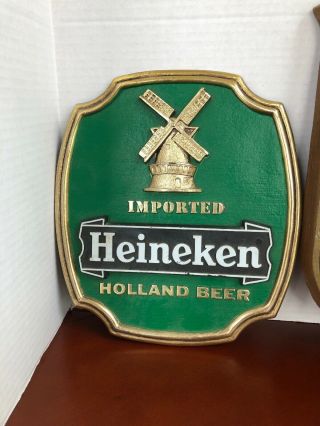 Vintage Heineken Beer Signs - Set Of 2 3