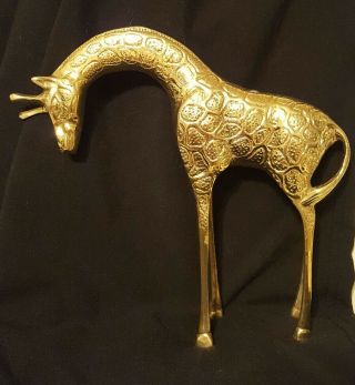 Vintage Brass Giraffe Statue Figurine Collectible Safari Decor India