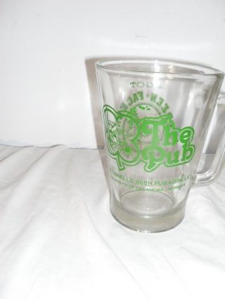 Vintage O ' Connells Pub Norman Oklahoma Glass Beer Pitcher Bar Irish Pub Decor 2