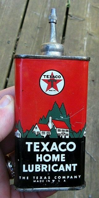 Vintage Texaco Lubricant Lead Spout 4 Ounce Household Oil Can & Gun Oil Can