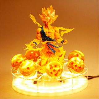 Rare Led Light Dragon Ball Z Saiya Goku Crystal Balls Power Up Figure Pvc