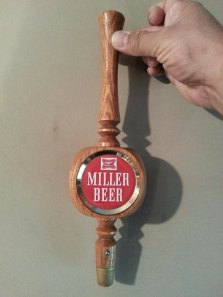 Rare Vintage Miller High Life 3 Sided Wooden Bar Tap Handle